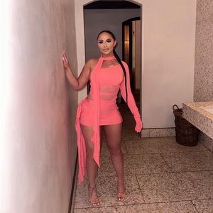 Knot-detail One-shoulder Dress